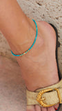 18K Gold Plated Bronze Turquoise Anklet