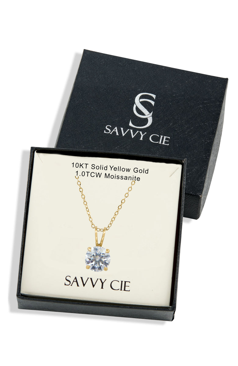 Real MOISSANITE Solid 10k Yellow Gold Iced Tennis Cross Pendant Necklace 5  Sizes