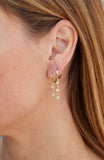 18K Gold Plated Sterling Silver Double Hoop Pearl Chain Earrings