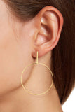 14K Gold Plated XL 3" Drop Circle Earrings