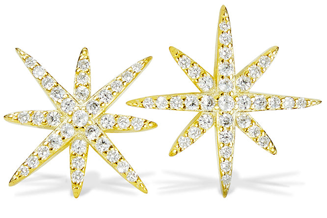 18k Gold Vermeil over Sterling Silver CZ Starburst Earrings