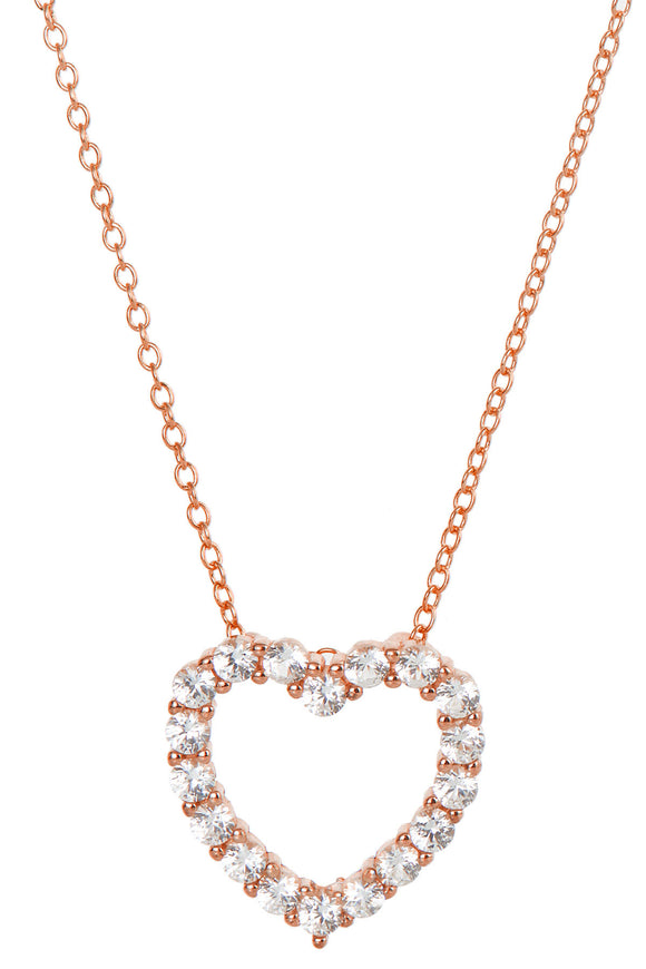 18K Rose Gold over Sterling Silver Sapphire heart necklace