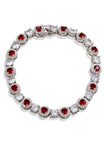 Sterling Silver Red and White CZ Tennis Bracelet