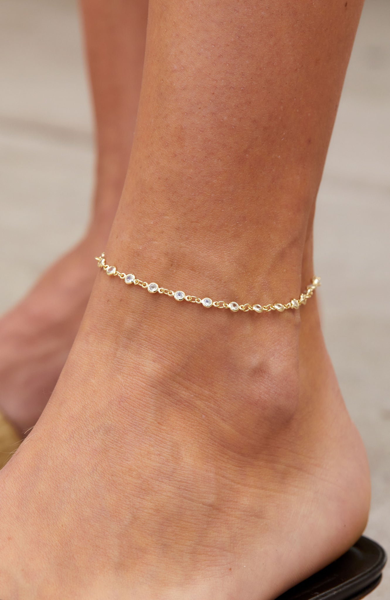 Amazon.com: 18k Gold Ankle Bracelets for Women, Real Rose Gold Anklet with  Heart, Solid Gold Chain Anklet, 8.3