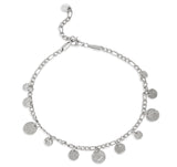 Rhodium Plated Coin Dangle Anklet