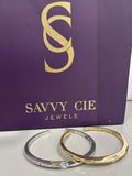 Rhodium Plated Round Solitaire Bangle Bracelet