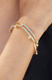 Set of 2 Bangles with Round CZ Fringe