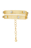 Woven Mesh Double-Wrap Bracelet with CZ Studs