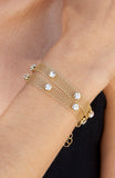 Woven Mesh Double-Wrap Bracelet with CZ Studs