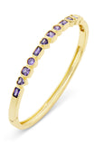 Gold Plated Purple CZ Multi Shape Bangle Bracelet