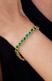 Gold Plated Green CZ Heart Bracelet