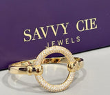 Gold Plated White CZ Bangle Bracelet
