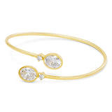 14kt Gold Plated Bezel Set Birthstone Crossover Cuff Bracelet