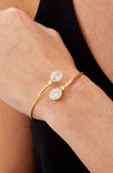 14kt Gold Plated Bezel Set Birthstone Crossover Cuff Bracelet