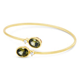 14kt Gold Plated Bezel Set Birthstone Crossover Cuff Bracelet