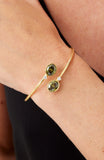 14kt Gold Plated Bezel Set Birthstone Crossover Cuff Bracelet