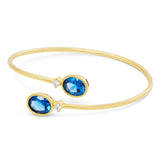 14kt Gold Plated Bezel Set Birthstone Crossover Cuff Bracelet