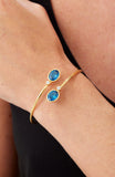 14kt Gold Plated Bezel Set Birthstone Crossover Cuff Bracelet