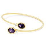 14kt Gold Plated Bezel Set Birthstone Crossover Cuff Bracelet