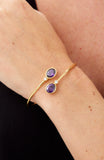14kt Gold Plated Bezel Set Birthstone Crossover Cuff Bracelet