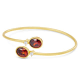 14kt Gold Plated Bezel Set Birthstone Crossover Cuff Bracelet