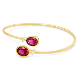 14kt Gold Plated Bezel Set Birthstone Crossover Cuff Bracelet