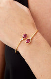 14kt Gold Plated Bezel Set Birthstone Crossover Cuff Bracelet