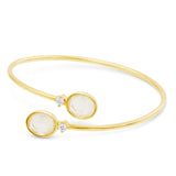 14kt Gold Plated Bezel Set Birthstone Crossover Cuff Bracelet