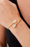 14kt Gold Plated Bezel Set Birthstone Crossover Cuff Bracelet