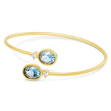 14kt Gold Plated Bezel Set Birthstone Crossover Cuff Bracelet