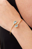 14kt Gold Plated Bezel Set Birthstone Crossover Cuff Bracelet