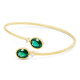 14kt Gold Plated Bezel Set Birthstone Crossover Cuff Bracelet