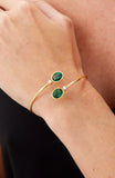 14kt Gold Plated Bezel Set Birthstone Crossover Cuff Bracelet