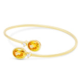 14kt Gold Plated Bezel Set Birthstone Crossover Cuff Bracelet