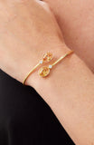 14kt Gold Plated Bezel Set Birthstone Crossover Cuff Bracelet