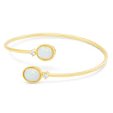 14kt Gold Plated Bezel Set Birthstone Crossover Cuff Bracelet