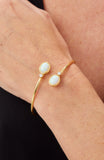 14kt Gold Plated Bezel Set Birthstone Crossover Cuff Bracelet