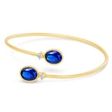 14kt Gold Plated Bezel Set Birthstone Crossover Cuff Bracelet