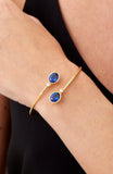 14kt Gold Plated Bezel Set Birthstone Crossover Cuff Bracelet