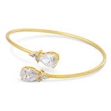 14kt Gold Plated Pear Shape Birthstone Crossover Cuff Bracelet