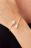 14kt Gold Plated Pear Shape Birthstone Crossover Cuff Bracelet