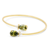 14kt Gold Plated Pear Shape Birthstone Crossover Cuff Bracelet