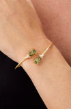 14kt Gold Plated Pear Shape Birthstone Crossover Cuff Bracelet