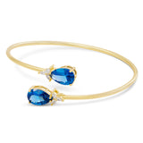 14kt Gold Plated Pear Shape Birthstone Crossover Cuff Bracelet