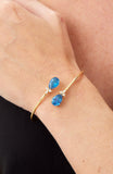 14kt Gold Plated Pear Shape Birthstone Crossover Cuff Bracelet
