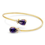 14kt Gold Plated Pear Shape Birthstone Crossover Cuff Bracelet