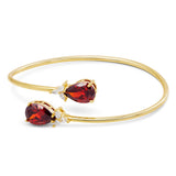 14kt Gold Plated Pear Shape Birthstone Crossover Cuff Bracelet
