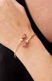 14kt Gold Plated Pear Shape Birthstone Crossover Cuff Bracelet