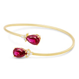 14kt Gold Plated Pear Shape Birthstone Crossover Cuff Bracelet
