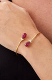14kt Gold Plated Pear Shape Birthstone Crossover Cuff Bracelet